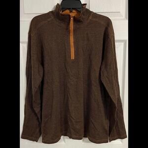 big sky outfitters Men’s Size Medium Quarter Zip Orange & Brown Pullover Jacket